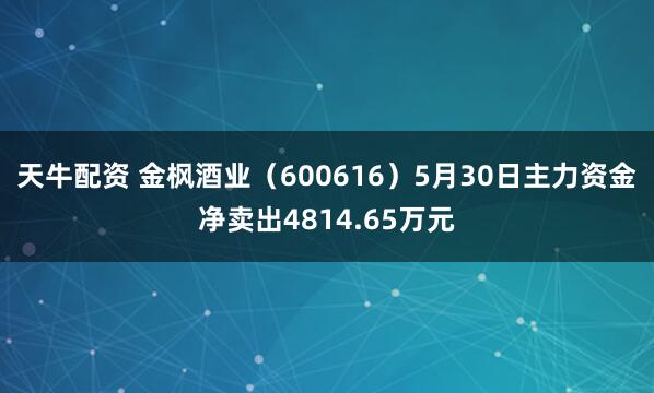 天牛配资 金枫酒业（600616）5月30日主力资金净卖出4814.65万元