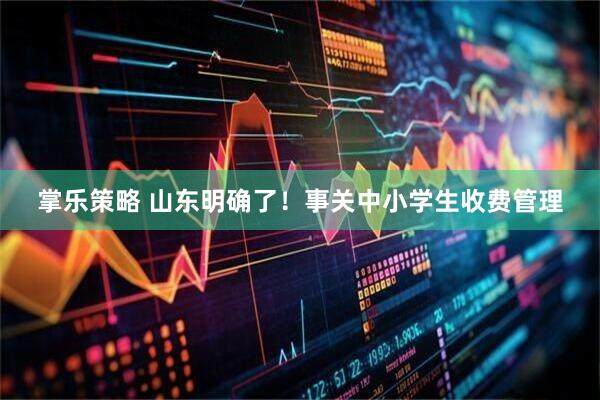 掌乐策略 山东明确了！事关中小学生收费管理